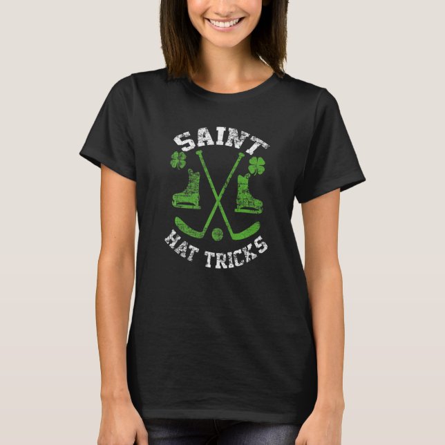Saint Hattrick st Patrick's Day Hockey Hat Tricks  T Shirt (Framsida)