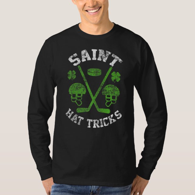 Saint Hattrick st Patrick's Day Hockey Hat Tricks  T Shirt (Framsida)