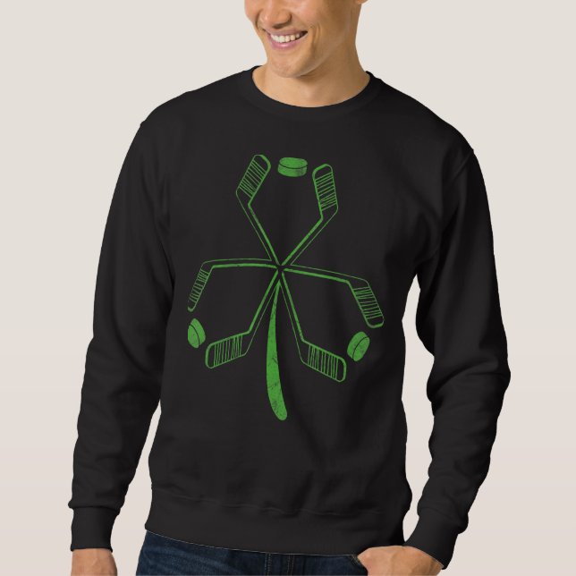 Saint Hattrick st patrick's day Ice Hockey Shamroc Lång Ärmad Tröja (Framsida)