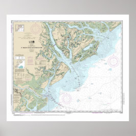 Saint Helena Ljud till Savannah River Nautical Cha Poster