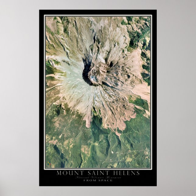 Saint Helens nationalmonument Satellite Karta Poster (Framsidan)