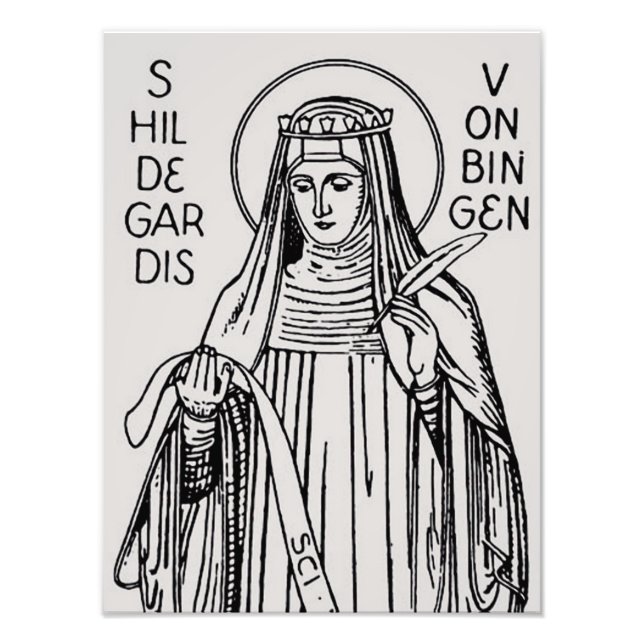 Saint Hildegard Bingen Benediktine abbess Fototryck (Framsidan)