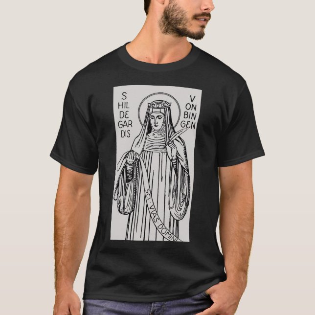Saint Hildegard Bingen Benediktine abbess T Shirt (Framsida)