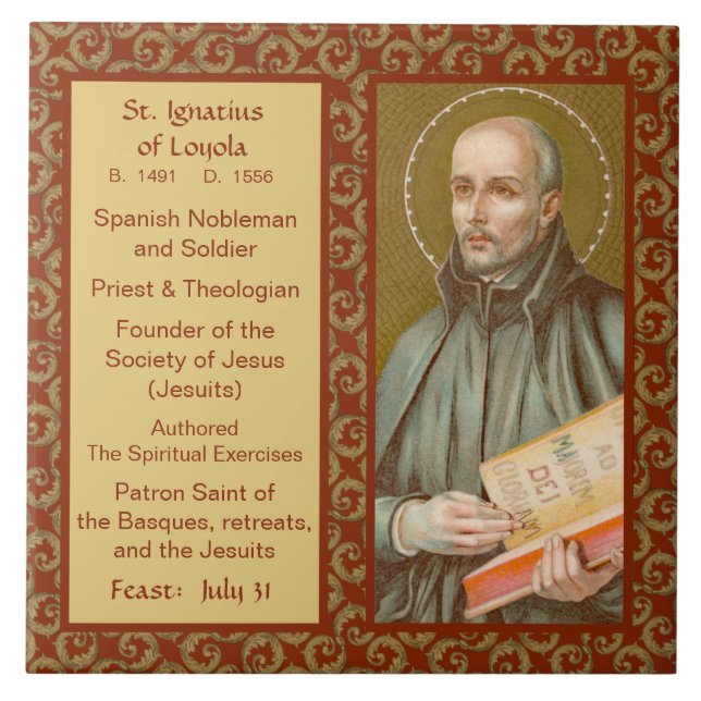Saint Ignatius Loyola (JM 27; Bio) Ceramic Tile Kakelplatta (Framsidan)