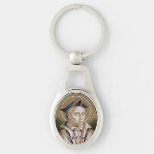 Saint Ivo av Kermartin (M 005) Ovalt Silverfärgad Nyckelring