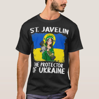 Saint Javelin Anime Protector of Ukraina Flagga d2 T Shirt