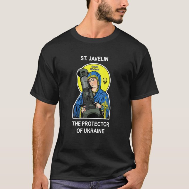 Saint Javelin Protector Of Ukraine Support T Shirt (Framsida)