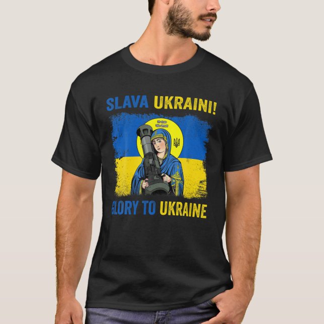 Saint Javelin Slava Ukrainini Glory to Ukraina Sup T Shirt (Framsida)