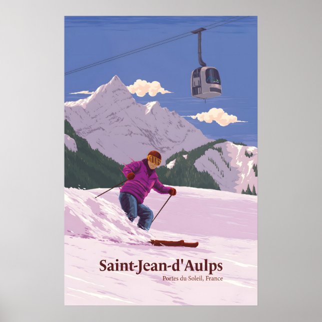 Saint Jean dAulps skidort resa affisch (Framsidan)