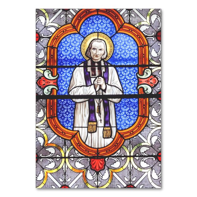 Saint Jean Vianney Premium Själsguide Konsttryck Bordsnummer (Framsidan)