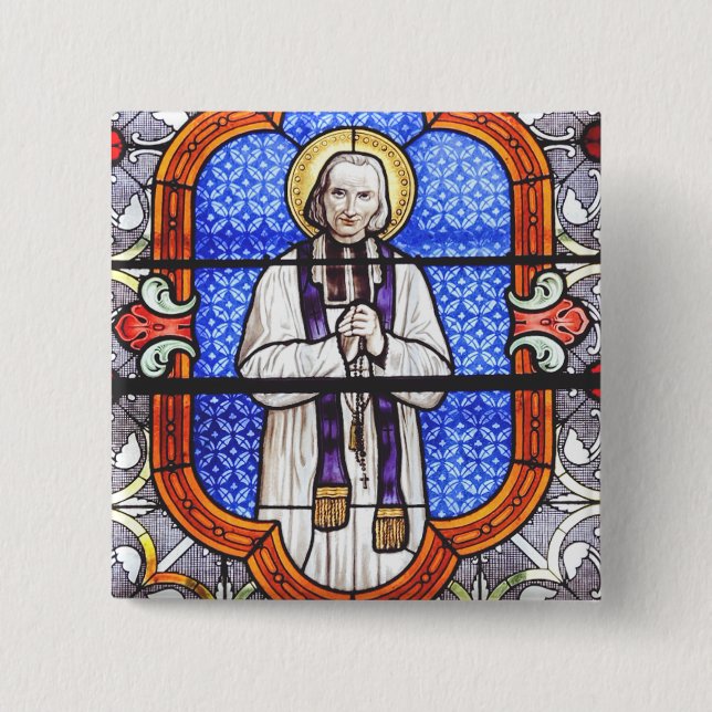 Saint Jean Vianney Premium Själsguide Konsttryck Knapp (Framsida)