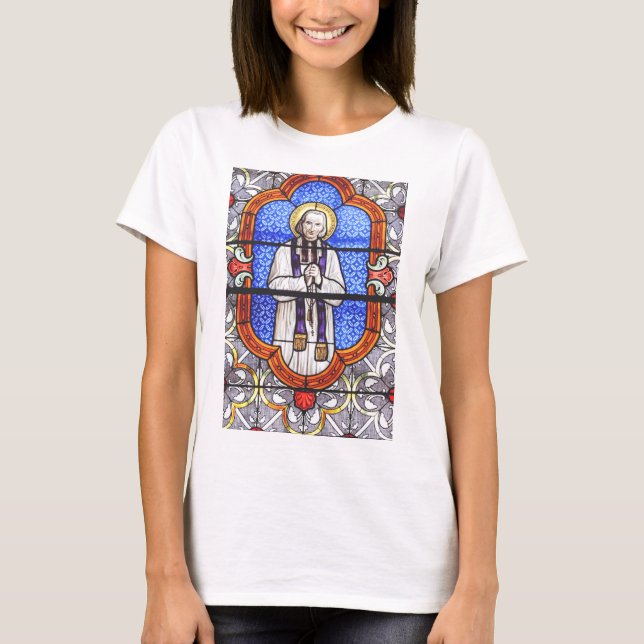 Saint Jean Vianney Premium Själsguide Konsttryck T Shirt (Framsida)