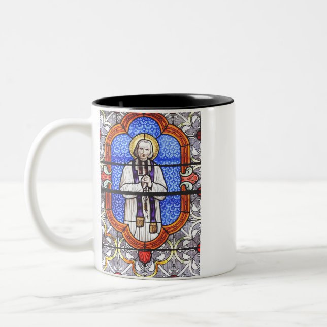 Saint Jean Vianney Premium Själsguide Konsttryck Två-Tonad Mugg (Vänster)