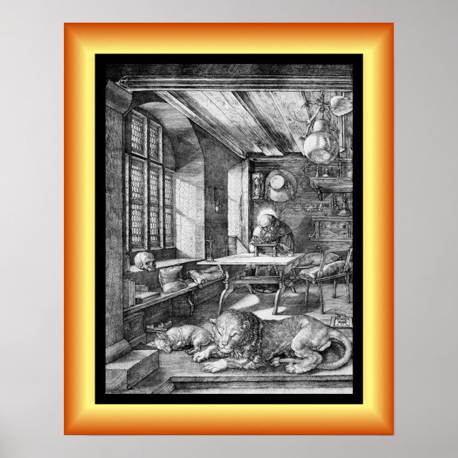Saint Jerome i hans studie ~ Engrave 1521 ~ Poster (Framsidan)