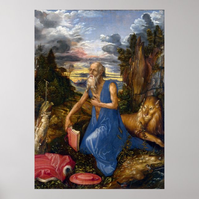 Saint Jerome i Wilderness av Durer Poster (Framsidan)