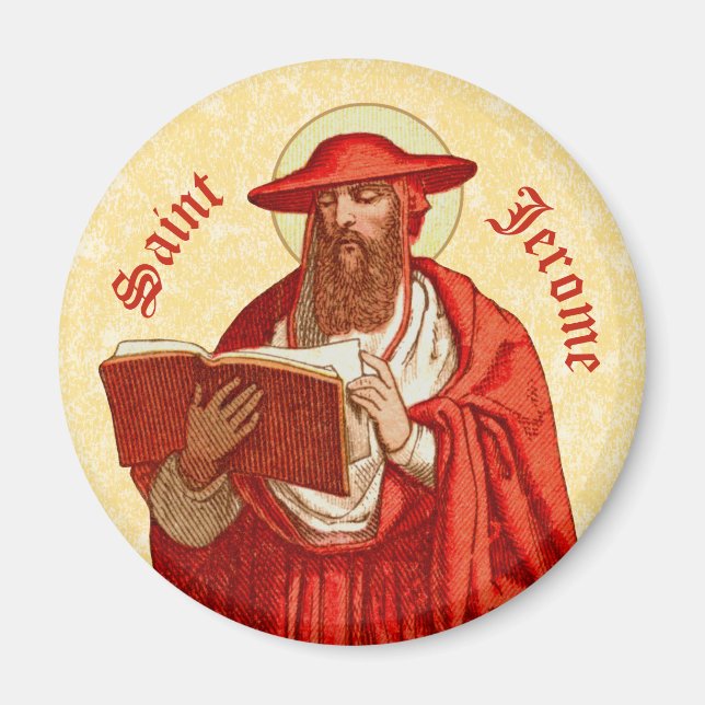 Saint Jerome som kardinal med Bok (P 004) Magnet (Framsidan)