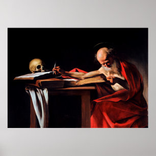Saint Jerome Writing av Caravaggio (1606) Poster