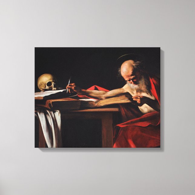 Saint Jerome Writing (av Caravaggio) Canvastryck (Framsida)