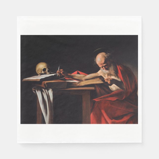Saint Jerome Writing (av Caravaggio) Pappersservett (Framsidan)