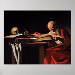 Saint Jerome Writing (av Caravaggio) Poster