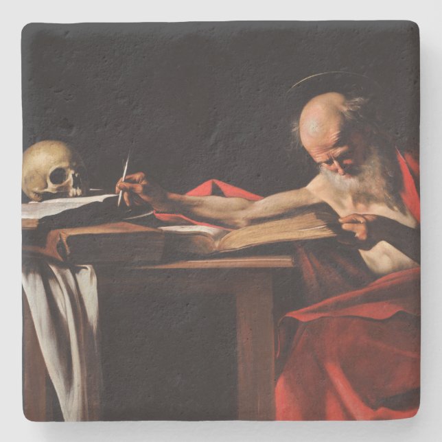 Saint Jerome Writing (av Caravaggio) Stenunderlägg (Framsidan)