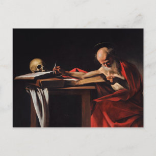 Saint Jerome Writing (av Caravaggio) Vykort