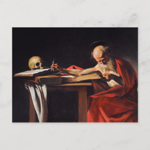 Saint Jerome Writing av Michelangelo Caravaggio Vykort
