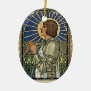 Saint Joan of Arc Stached Glass Image Julgransprydnad Keramik