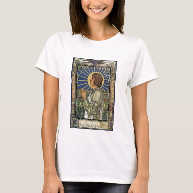 Saint Joan of Arc Stached Glass Image T Shirt (Framsida)