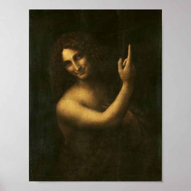 Saint John Baptist av Leonardo da Vinci Poster (Framsidan)