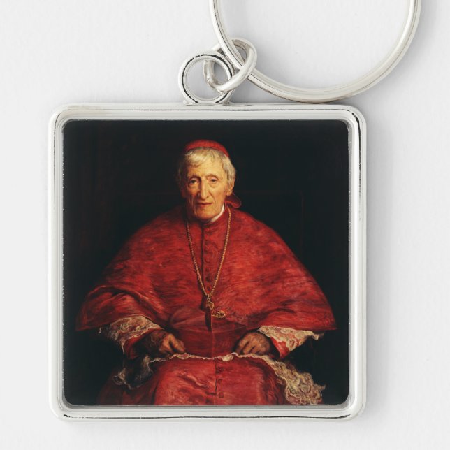 Saint John Henry Newman English theologian Fyrkantig Silverfärgad Nyckelring (Framsidan)