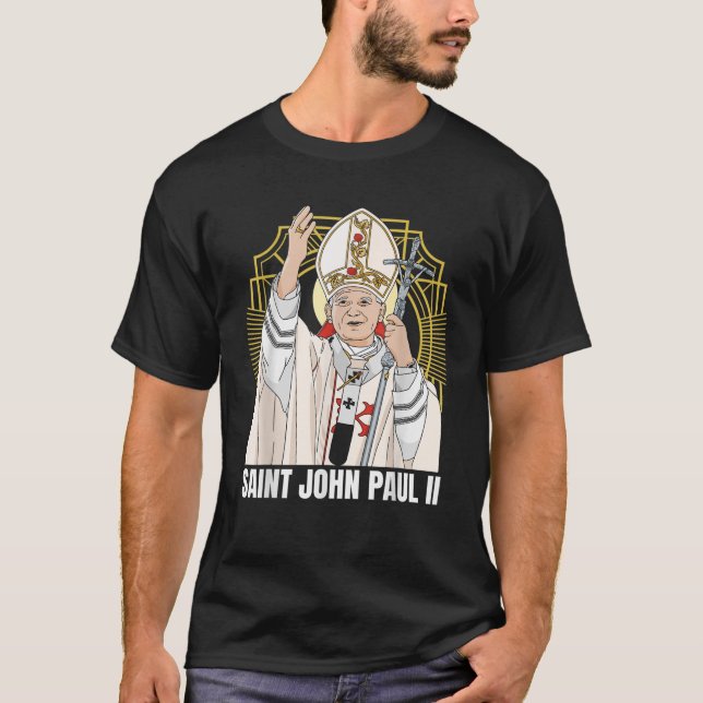 Saint John Paul II katolik T Shirt (Framsida)