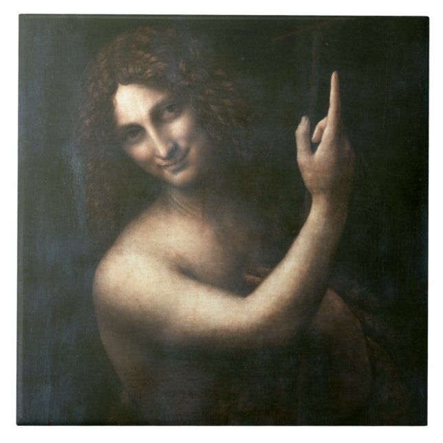 Saint John the Baptist, Leonardo da Vinci Kakelplatta (Framsidan)