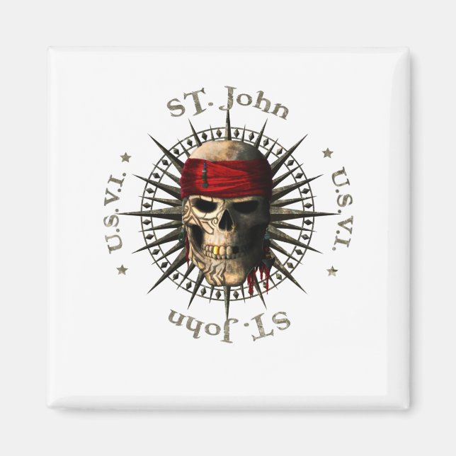 Saint John USVI Pirat Skull Magnet (Framsidan)