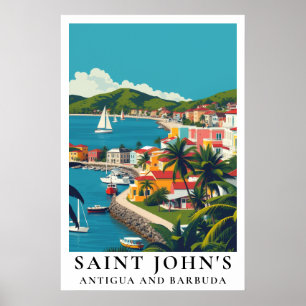 Saint John's Antigua och Barbuda Vintage Resa Poster
