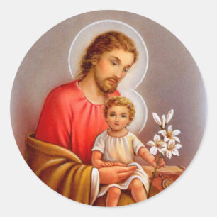 "Saint Joseph fjostdag" "lilla helgon av vår" Runt Klistermärke