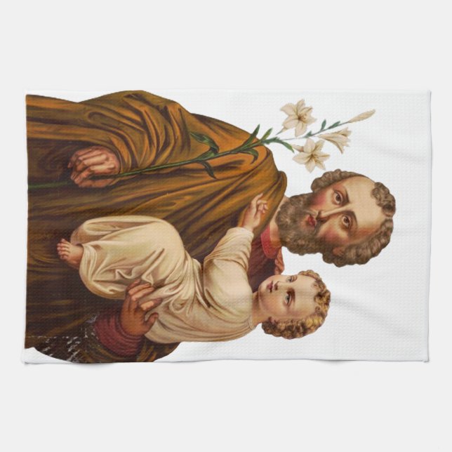 Saint Joseph Guardian från Heligans familj Kökshandduk (Horisontell)