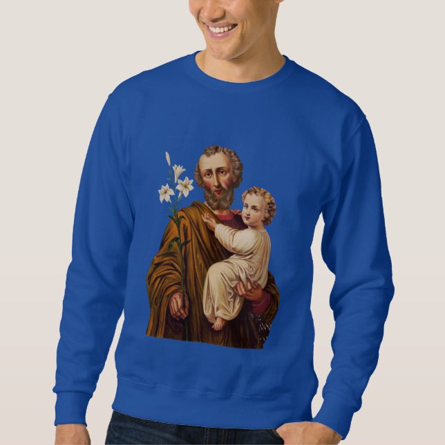 Saint Joseph Guardian från Heligans familj Lång Ärmad Tröja (Framsida)