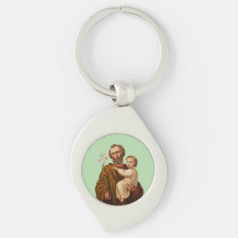 Saint Joseph Guardian från Heligans familj Swirl Silverfärgad Nyckelring