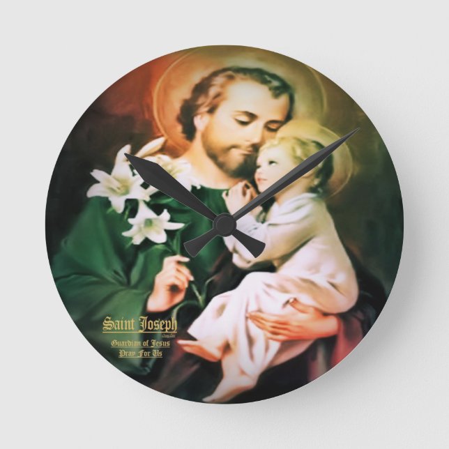 Saint Joseph Guardian of Jesus Rund Klocka (Framsida)
