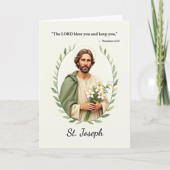 Saint Joseph Guds fred med skript Kort (Framsida)