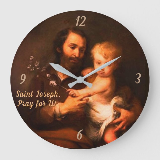 Saint Joseph med Kristus Child Stor Klocka (Framsida)
