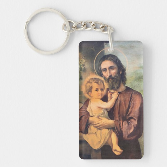Saint Joseph och Infant Jesus Nyckelring (Framsidan)