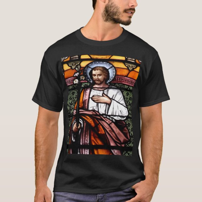Saint Joseph Stached Glass Window T-Shirt (Framsida)