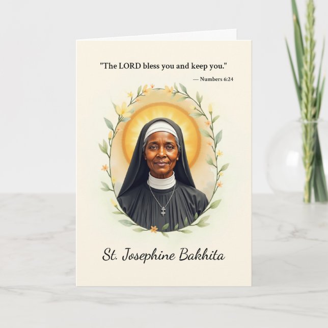 Saint Josephine Bakhita Guds fred med Scripture Kort (Framsida)
