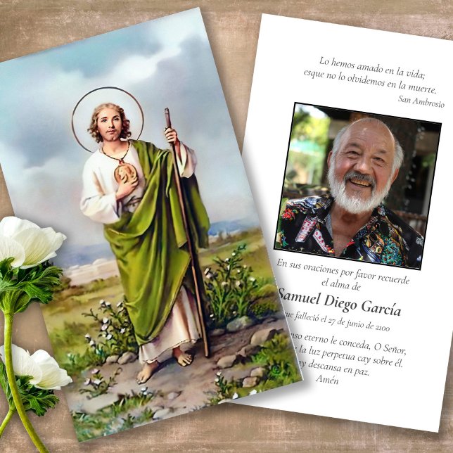Saint Jude Spanska Prayer-kort Visitkort (catholic, religious, celebration of life, in loving memory of, prayer cards for bereavement)