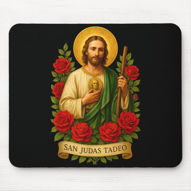 Saint Jude Thaddeus Catholic Art With Red Roses  Musmatta (Framsidan)