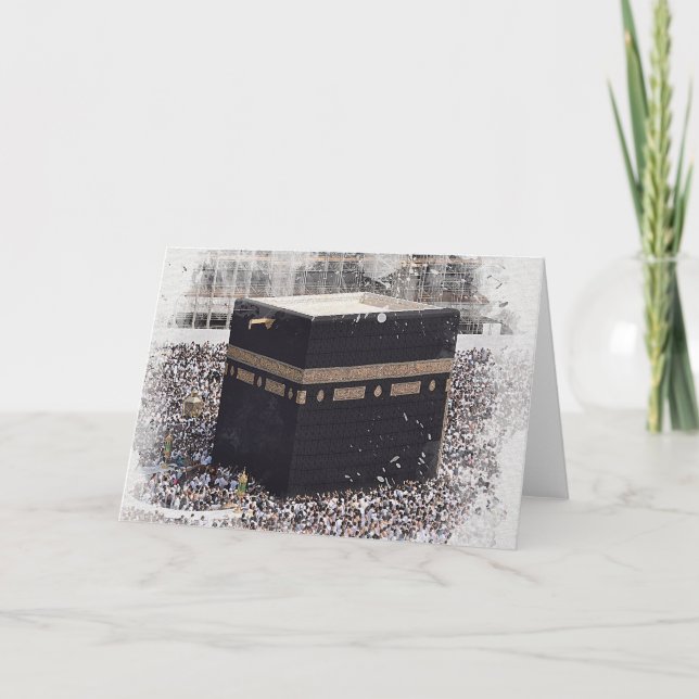 Saint Kaaba, Masjid Al Haram, vattenfärgsillustra Kort (Framsida)
