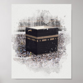 Saint Kaaba, Masjid Al Haram, vattenfärgsillustra Poster