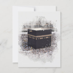 Saint Kaaba, Masjid Al Haram, vattenfärgsillustra Vykort